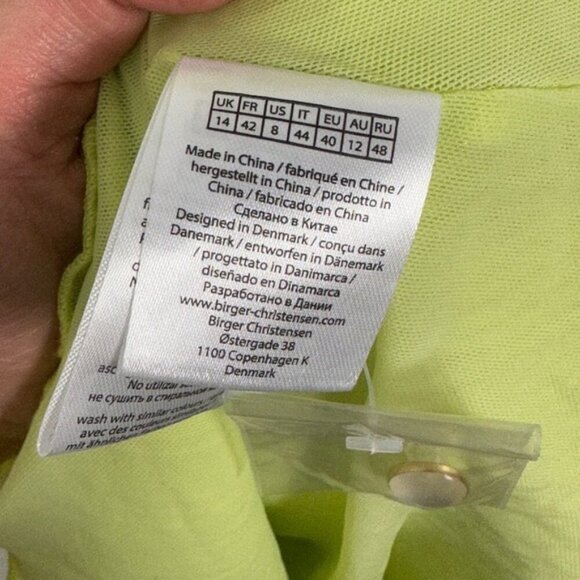 NEW Rotate Birger Christensen Sunny Lime Green Ivy Pleated Mini Dress Size 8 New - Picture 9 of 15